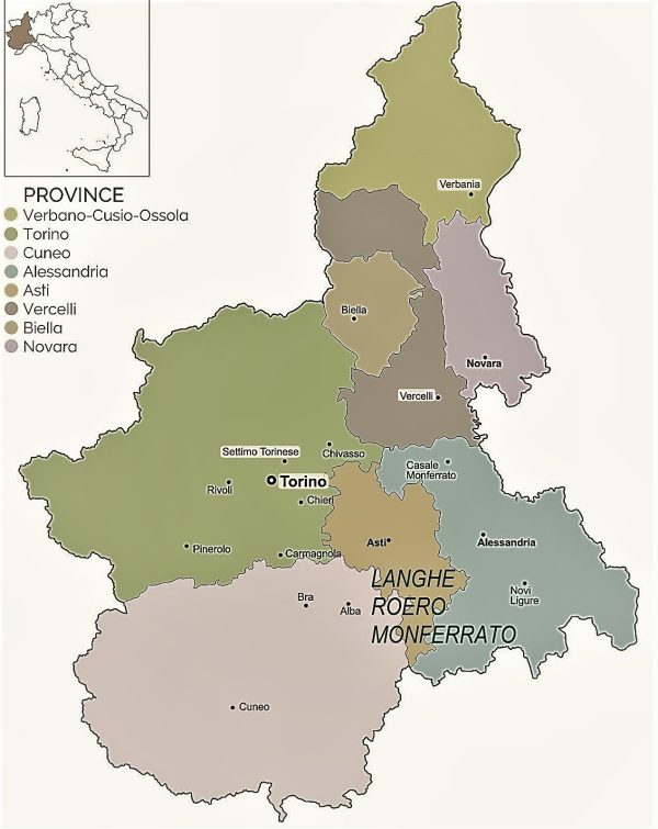 Mappa delle province piemontesi